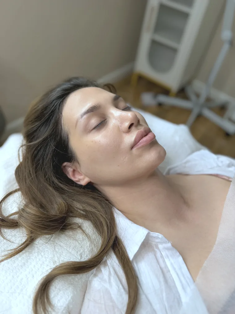 A client resting in a treatment room at the practice